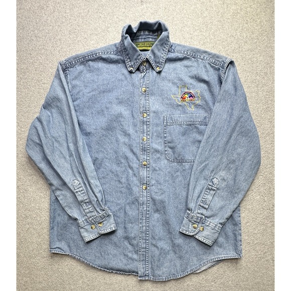 VINTAGE Bay City Sportswear Shirt Adult Medium Blue Denim Workwear Chore Mens - Picture 1 of 12